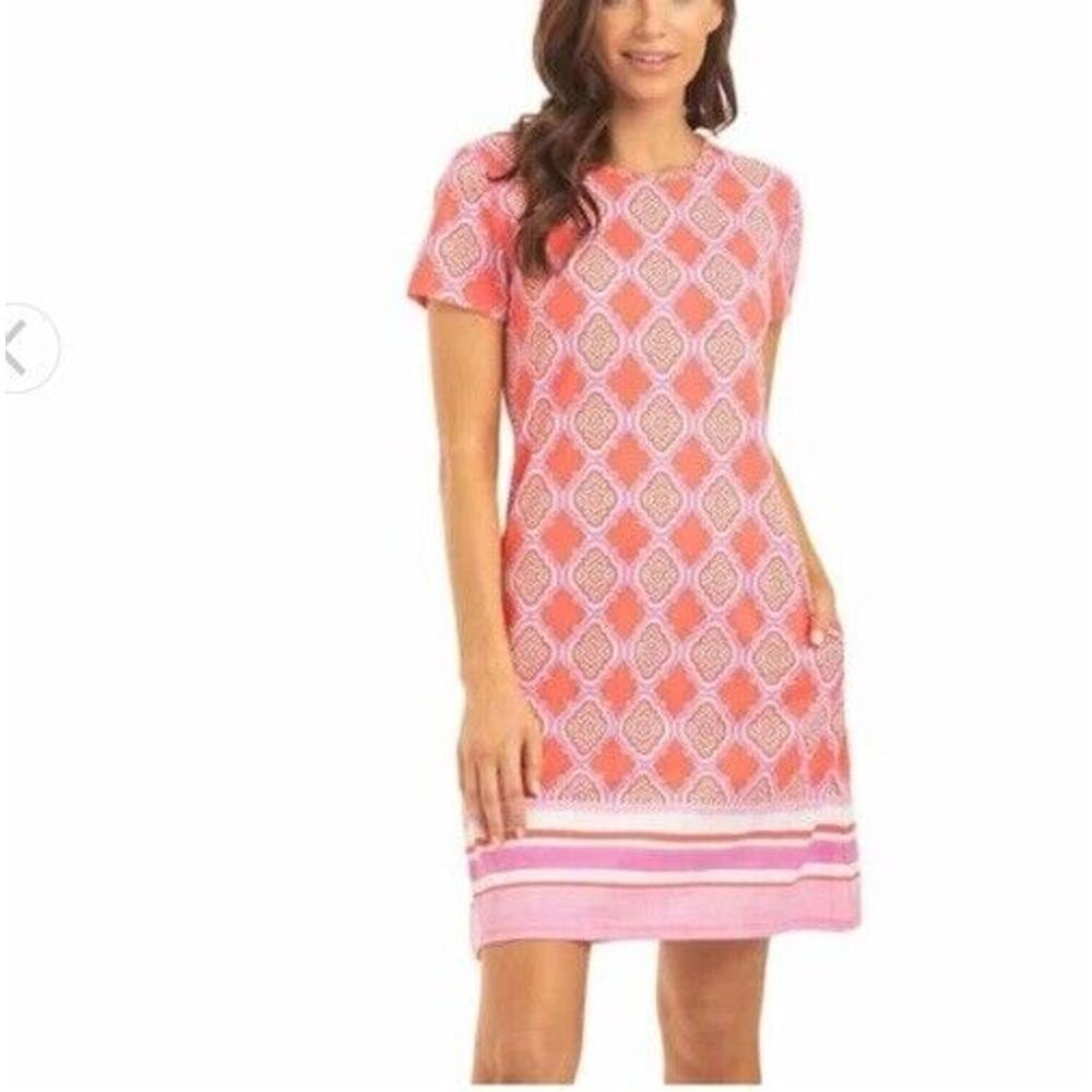 Cabana Life Dress Womens Size SCoral Pink Shift Beach Resort Stretch UPF Pockets